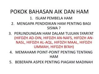 pokok bahasan aik dan ham