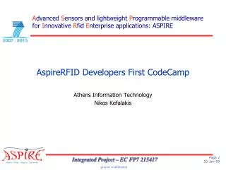 AspireRFID Developers First CodeCamp Athens Information Technology Nikos Kefalakis