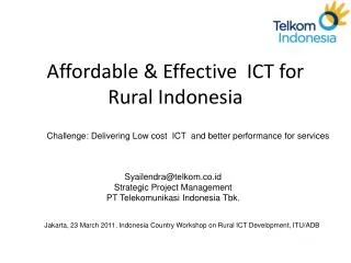 Affordable &amp; Effective ICT for Rural Indonesia