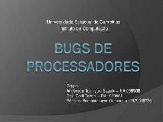 universidade estadual de campinas instituto de computa o