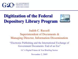 Digitization of the Federal Depository Library Program