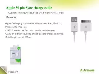Apple 30 pin Sync charge cable