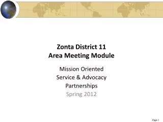 Zonta District 11 Area Meeting Module