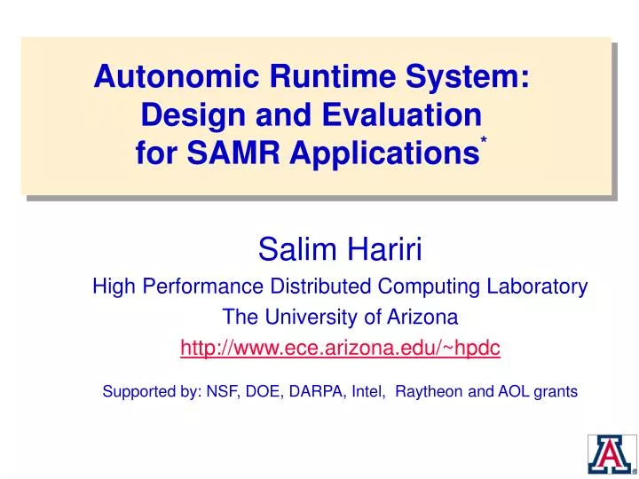 autonomic runtime system design and evaluation for samr applications