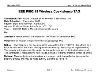 IEEE P802.19 Wireless Coexistence TAG
