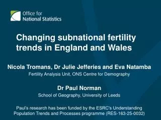 Changing subnational fertility trends in England and Wales