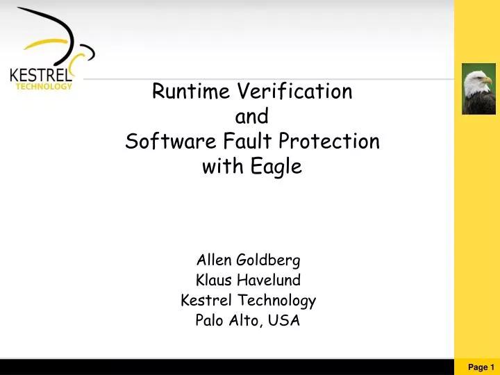 runtime verification and software fault protection with eagle