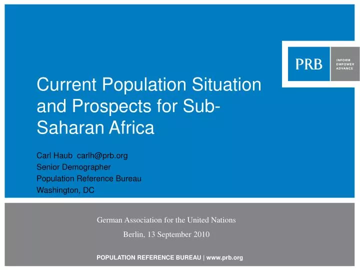 current population situation and prospects for sub saharan africa