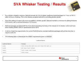 SVA Whisker Testing / Results