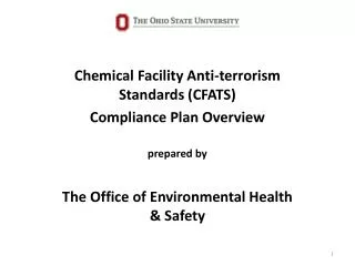 Chemical Facility Anti-terrorism Standards (CFATS) Compliance Plan Overview prepared by