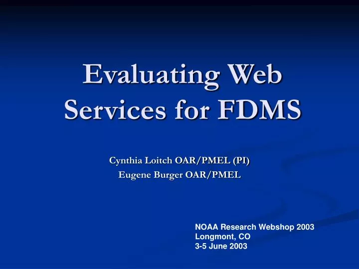 evaluating web services for fdms