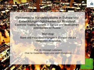 Workshop: Bank und Finanzbeziehungen in Europa und die Integration Russlands