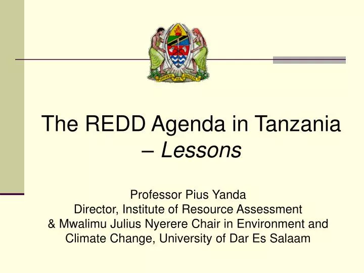 the redd agenda in tanzania lessons