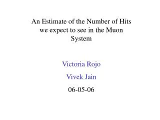 An Estimate of the Number of Hits we expect to see in the Muon System Victoria Rojo Vivek Jain