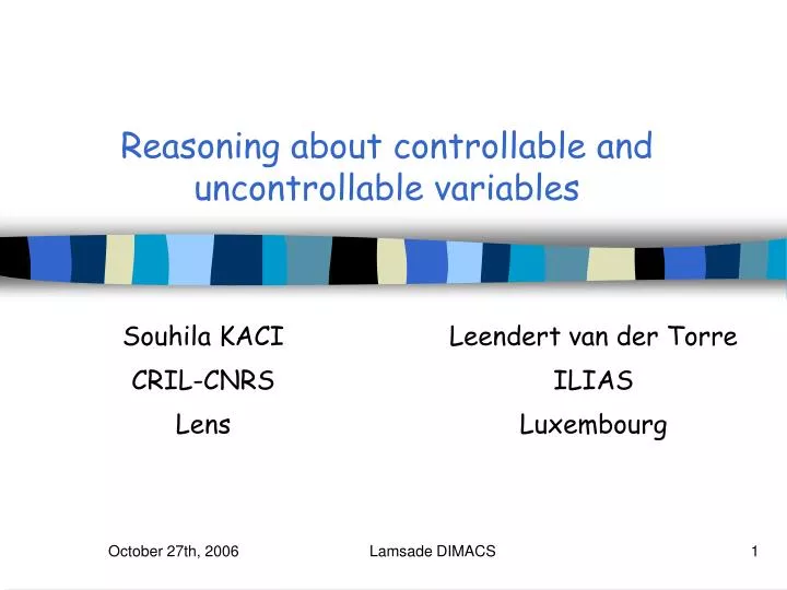 reasoning about controllable and uncontrollable variables