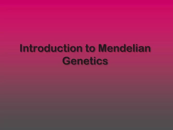 Ppt Introduction To Mendelian Genetics Powerpoint Presentation Free