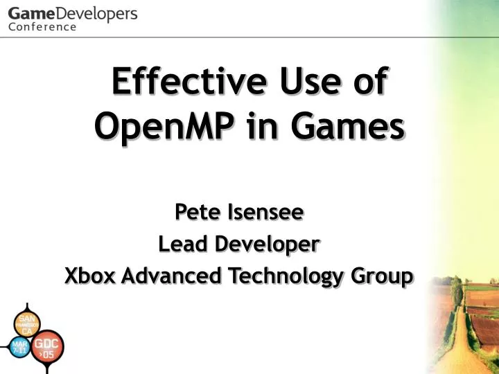 effective use of openmp in games