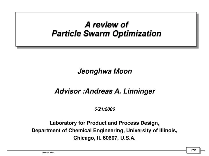 a review of particle swarm optimization