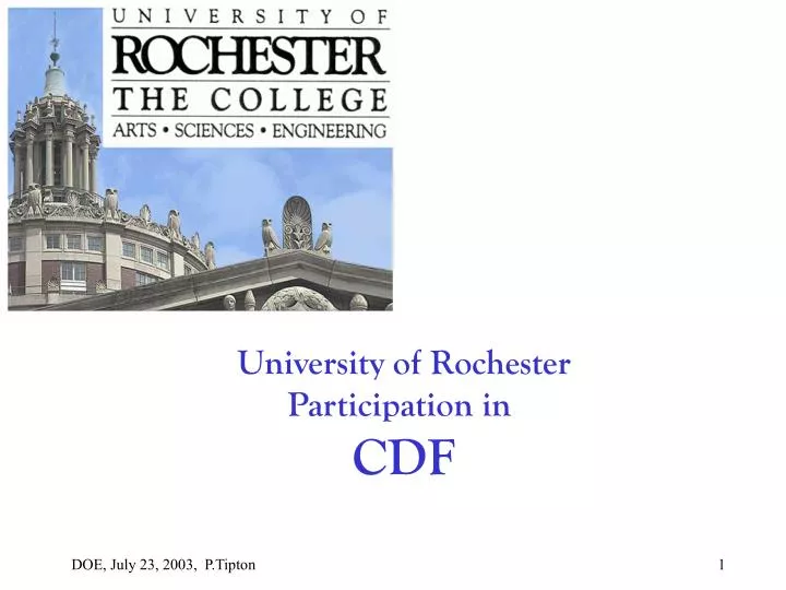 university of rochester participation in cdf