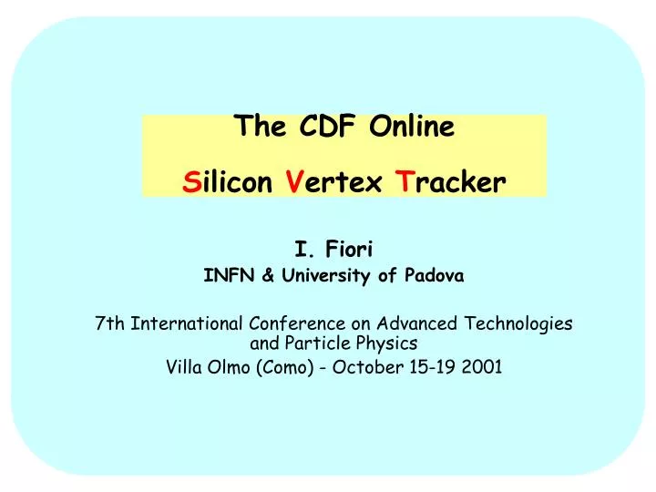 the cdf online s ilicon v ertex t racker