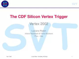 The CDF Silicon Vertex Trigger