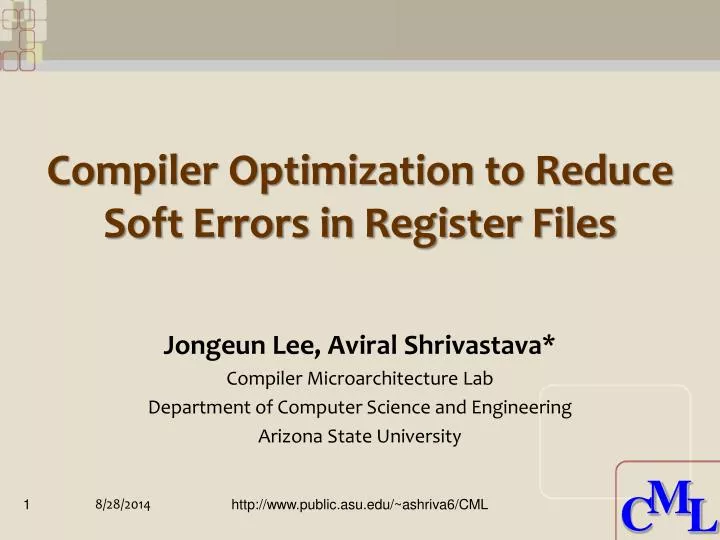 compiler optimization to reduce soft errors in register files