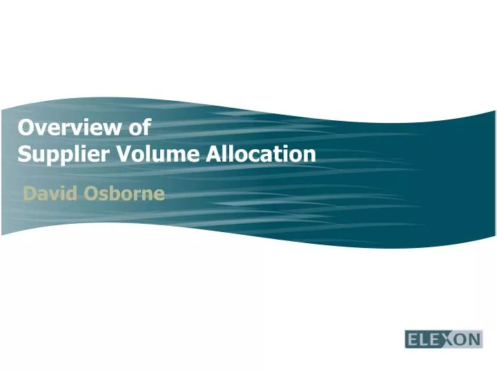 overview of supplier volume allocation