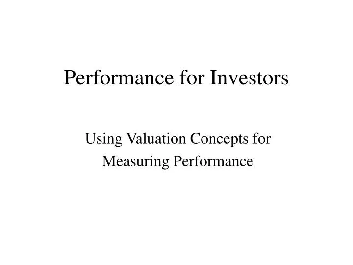 performance for investors