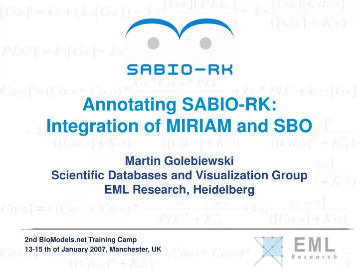 annotating sabio rk integration of miriam and sbo