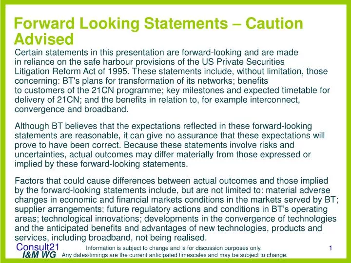forward looking statements caution advised