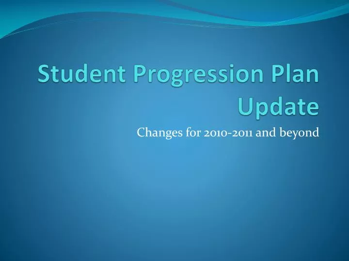 student progression plan update