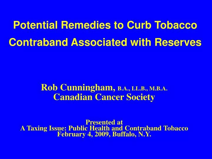 potential remedies to curb tobacco contraband associated with reserves