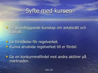 syfte med kursen