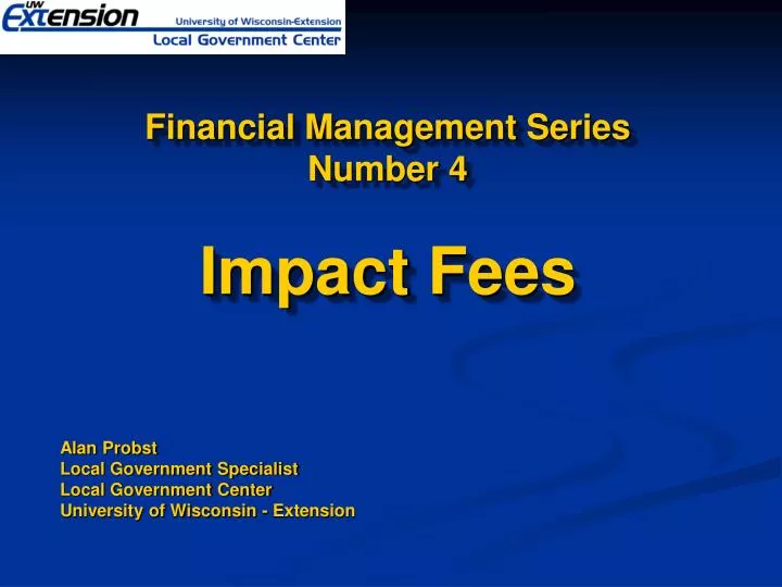 financial management series number 4 impact fees
