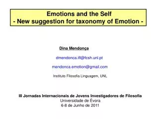 Emotions and the Self - New suggestion for taxonomy of Emotion -