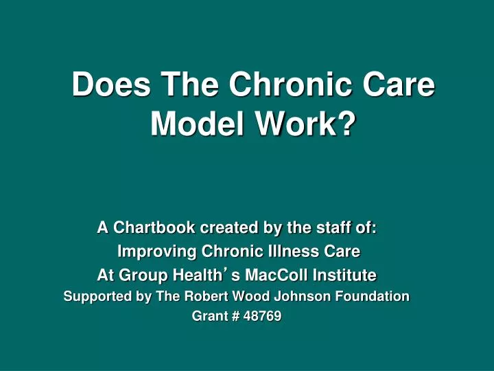 does the chronic care model work