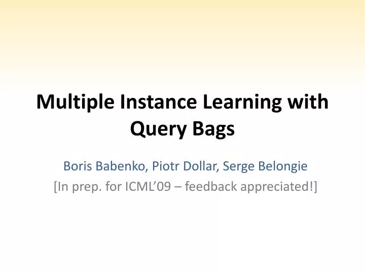 multiple instance learning with query bags