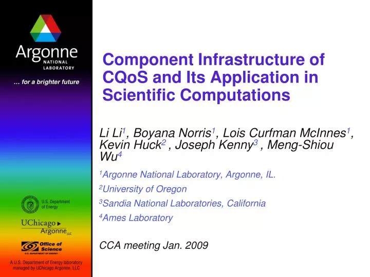 component infrastructure of cqos and its application in scientific computations