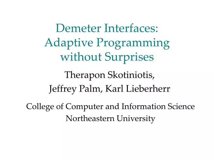 demeter interfaces adaptive programming without surprises