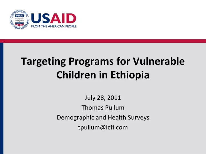 targeting programs for vulnerable children in ethiopia