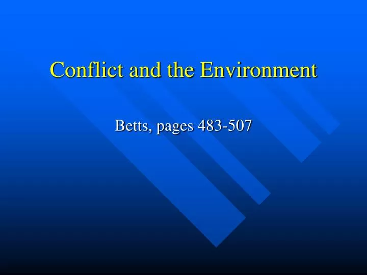 conflict and the environment