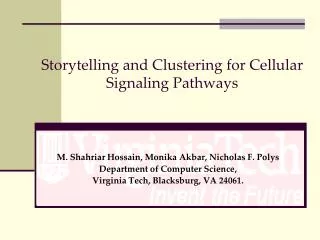 Storytelling and Clustering for Cellular Signaling Pathways