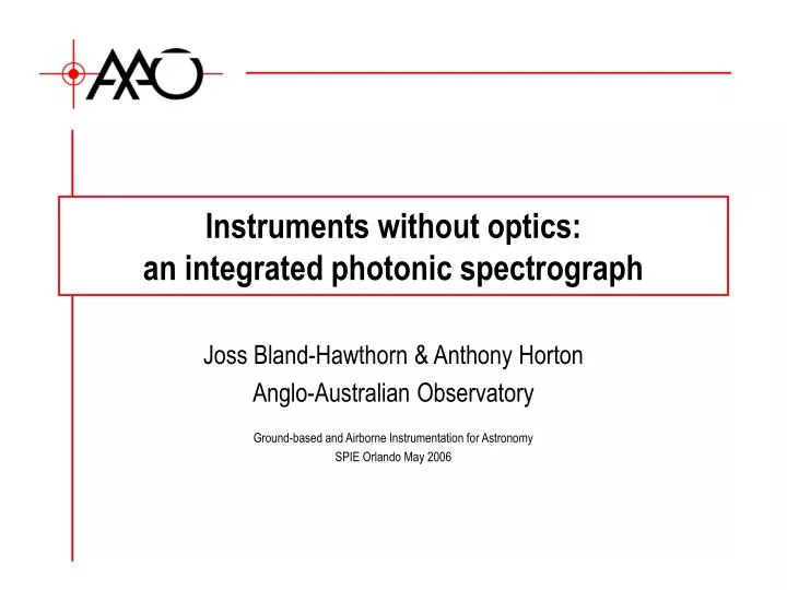 instruments without optics an integrated photonic spectrograph