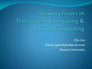 Security Issues in Transparent Computing &amp; Cloud Computing