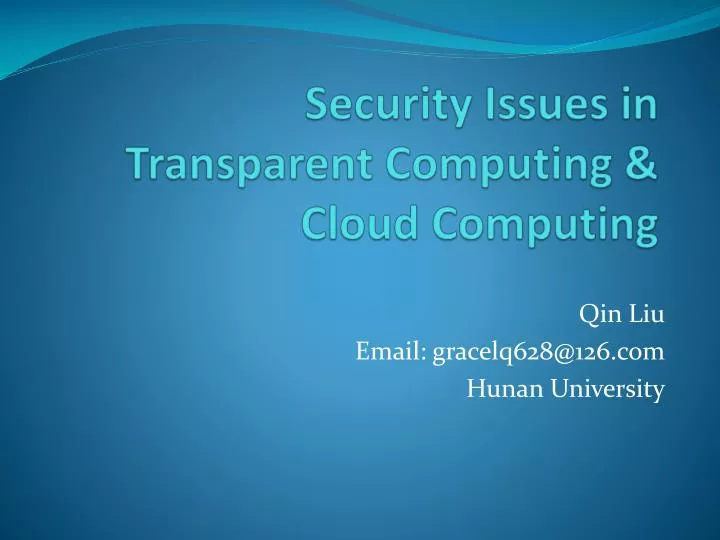 security issues in transparent computing cloud computing