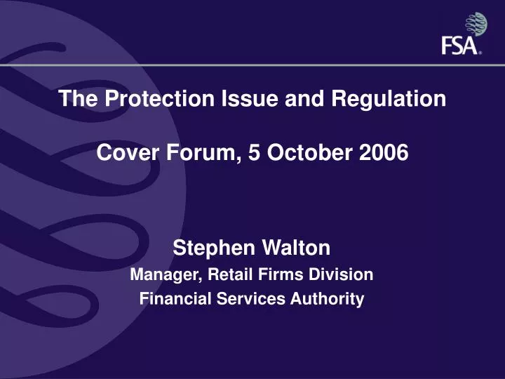 the protection issue and regulation cover forum 5 october 2006