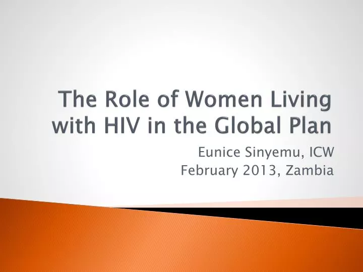 the role of women living with hiv in the global plan
