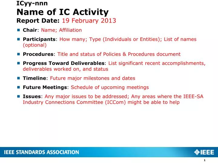 icyy nnn name of ic activity report date 19 february 2013