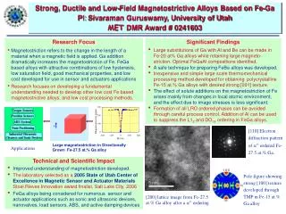 Technical and Scientific Impact Improved understanding of magnetostriction developed.