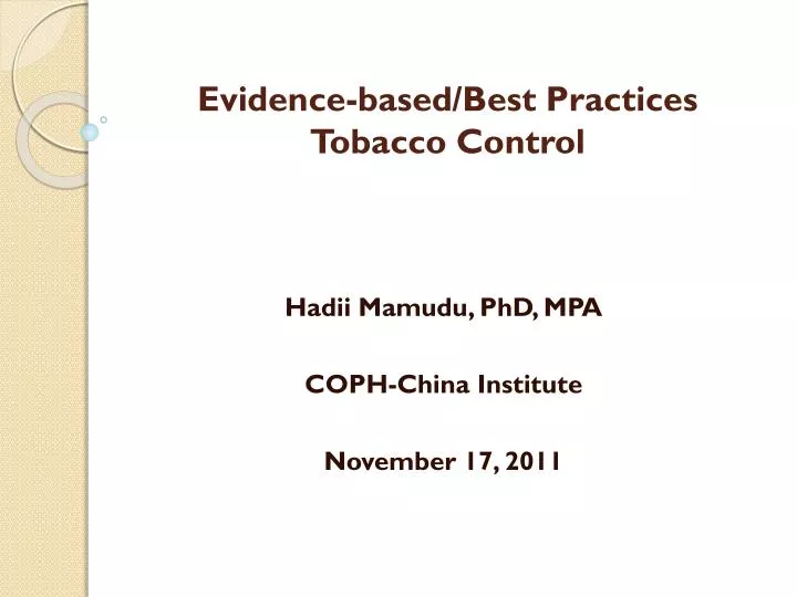 evidence based best practices tobacco control